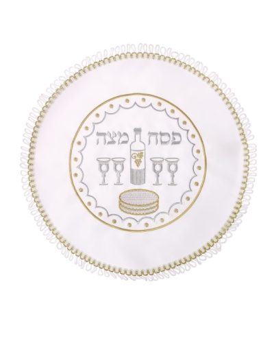 כיסוי מצה סאטן דגם ארבע כוסות זהב