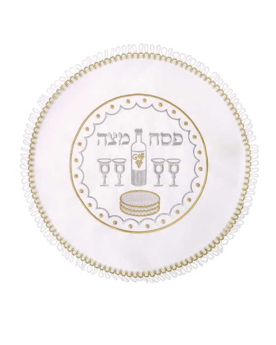 כיסוי מצה סאטן דגם ארבע כוסות זהב