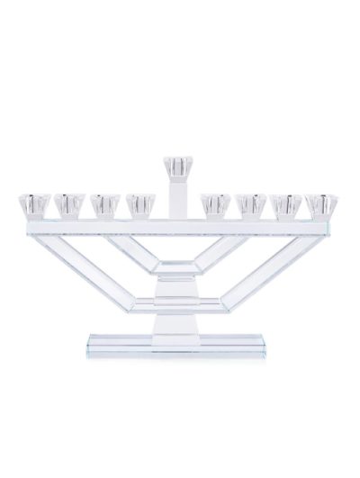 חנוכיית קריסטל יוקרתית כסופה – דגם שוהם