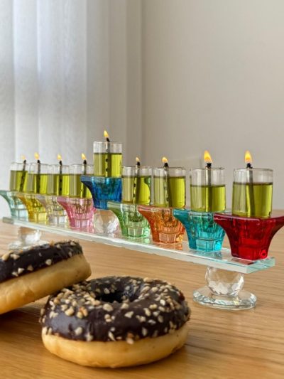 חנוכיית קריסטל יהלום צבעוני