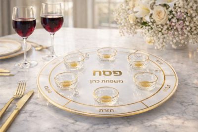 צלחת פסח דגם גאולה זהב