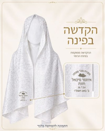 תמונה להמחשה - כיסוי ראש לבן בשילוב טקסטורה כסף עדינה