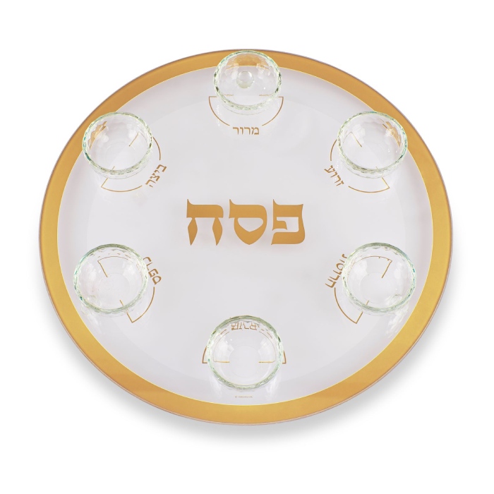 צלחת פסח דגם ים סוף זהב
