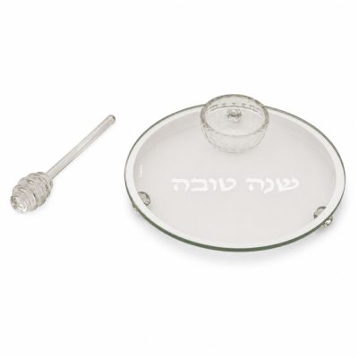 צלחת דבש קריסטל דגם קלאסי כסף עם רודה