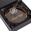 צלחת דבש קריסטל דגם קלאסי זהב עם רודה