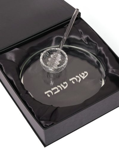 צלחת דבש קריסטל דגם קלאסי כסף עם רודה
