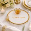 צלחת דבש קריסטל דגם קלאסי זהב עם רודה