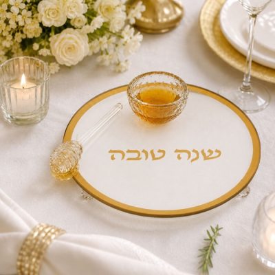 צלחת דבש קריסטל דגם קלאסי זהב עם רודה