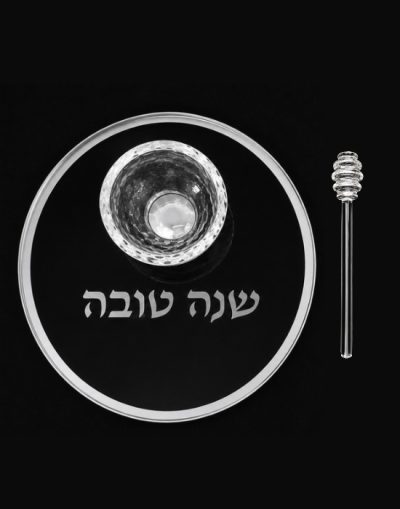 צלחת דבש קריסטל דגם קלאסי כסף עם רודה